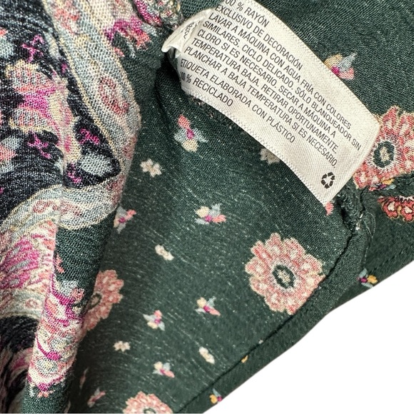 Knox Rose Boho Midi Dress XL Green Floral Paisley Tassel Peasant Style - Picture 5 of 12